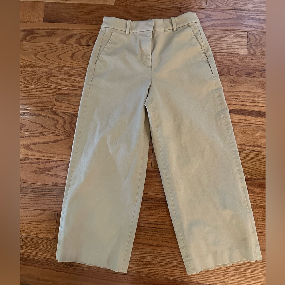 J Crew Petite Wide Leg Cropped Khaki Pants